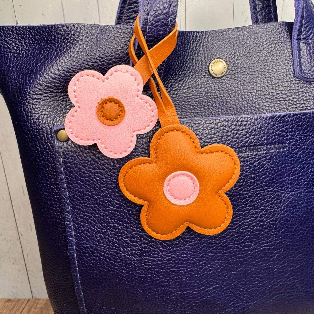 Brown Pink Flower Bag Charm Spring Purse Charm NEW Pink Crossbody Accessories